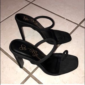 So Me Black Strap Heel